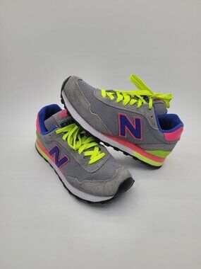 New Balance 515 Classics Gray Neon Pop Fluorescent Sneakers Size 6.5 Runs Small